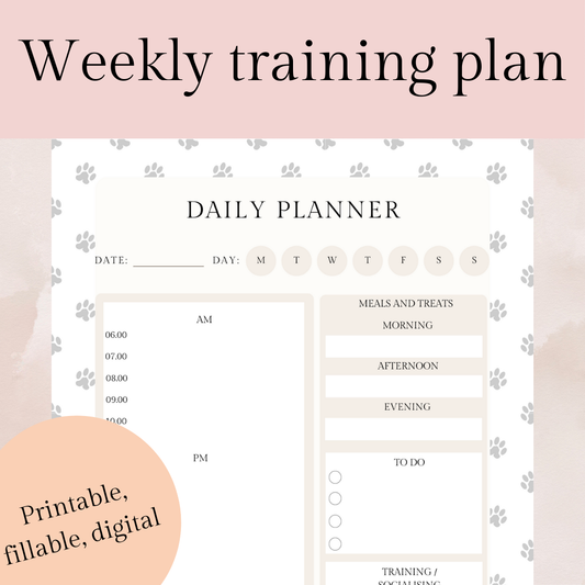 Dog weekly training plan template