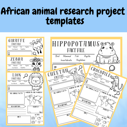 African animal research project poster template