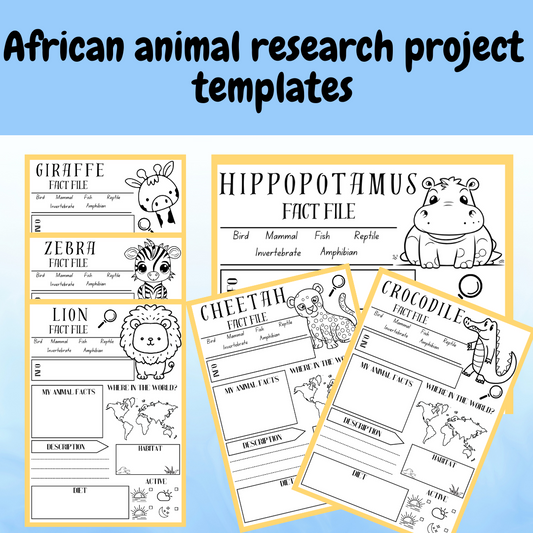 African animal research project poster template