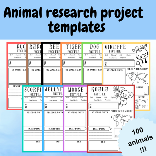 Animal research project report template over 100 animals