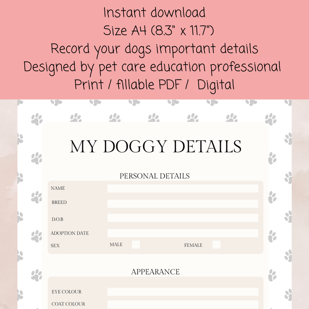 Doggy details planner template