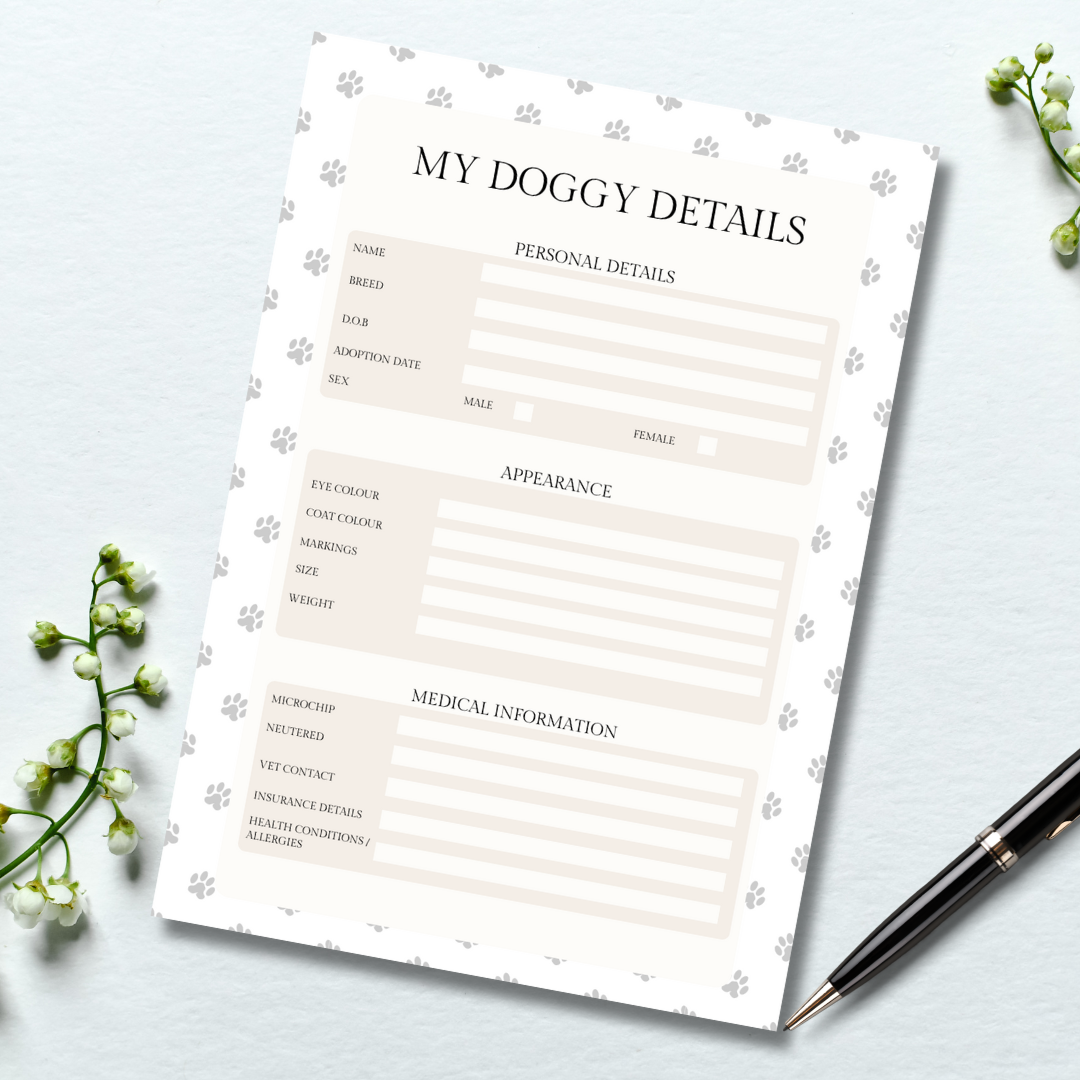 Doggy details planner template