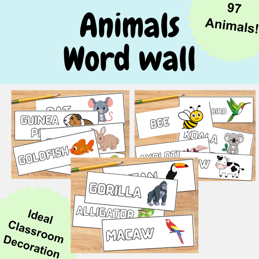 97 Animals word wall