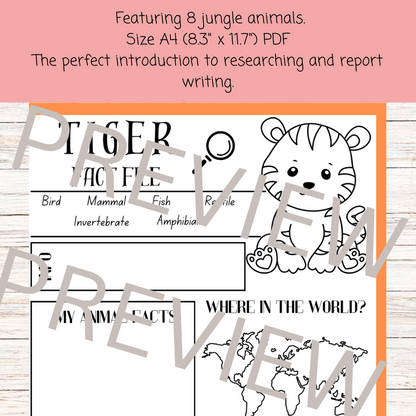 Rainforest animal research project poster template